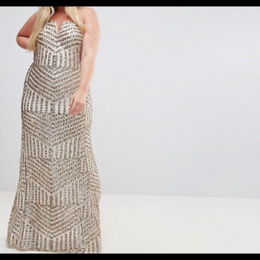 Gold sequin maxi dress size 16